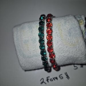 Source Unknown Vibrant Red and Green Gemstone Bracelets